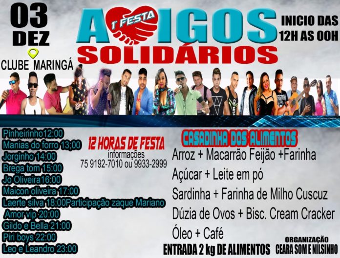 Cansanção vai realizar 1ª Festa dos Amigos Solidários